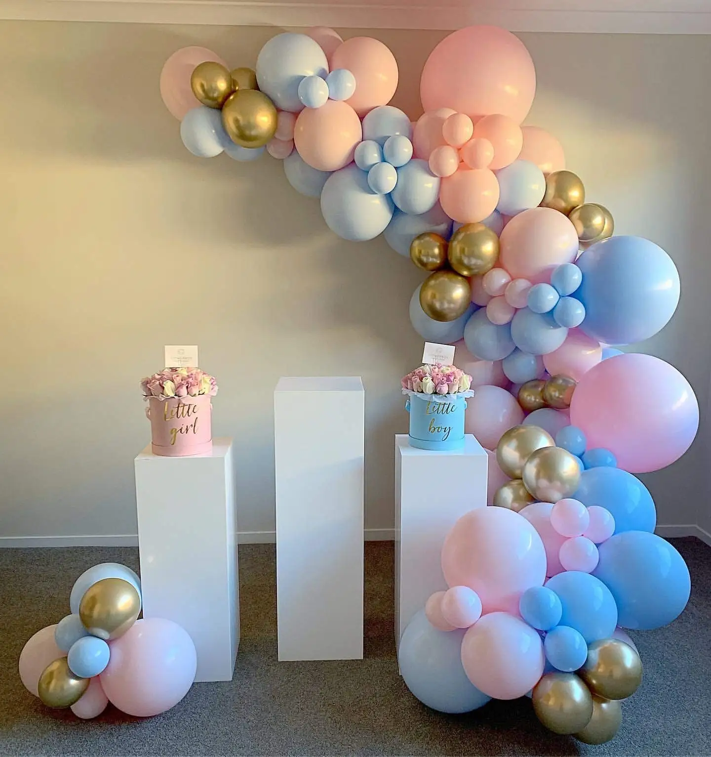 126pcs Macaron Pink Blue Gold Balloons Garland Kit For Gender Reveal Boy Or Girl,Birthday Party,Wedding Decoration