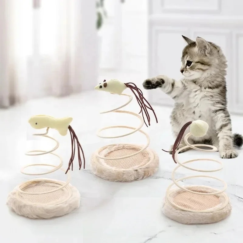 Design Mouse Coil Spring Cat Toys Scratching Pad Sharpening Claws Teeth Sturdy Bite Resistant Scratchboard