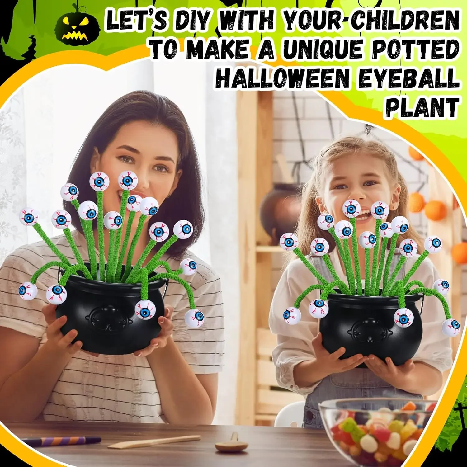 1/10 stücke Cartoon Halloween Große Augen Verdrehen Stick Kreative Auge Farbe Plüsch Dekoration Festival Event Party Kinder Erwachsene decor – Detail 11