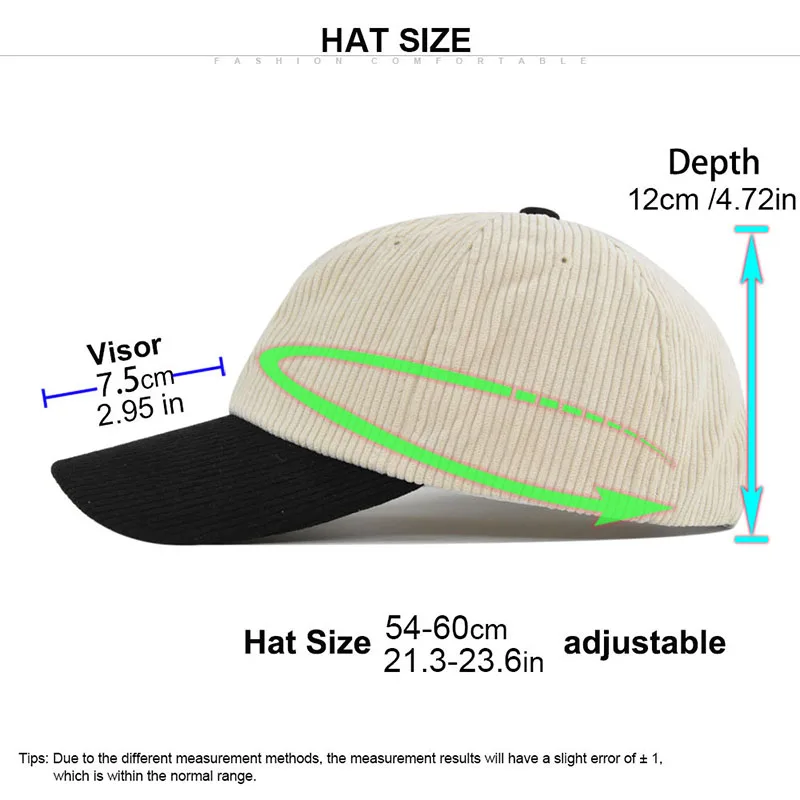 2023 New Solid Color Winter Spliced Corduroy Baseball Cap for Men Women Visor Caps Adjustable Snapback Sun Hat Hip Hop Dad Hat