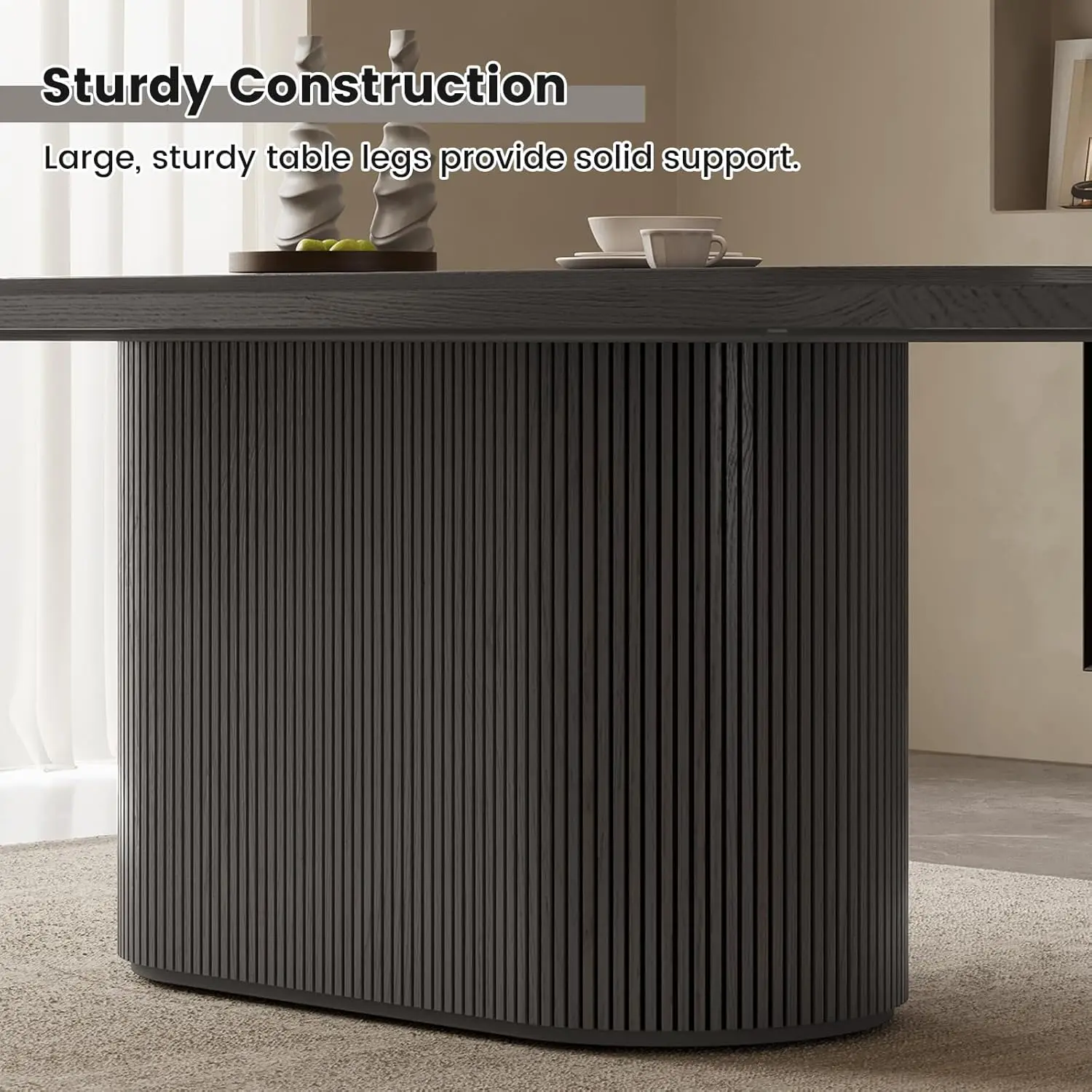 62.99" Oval Dining Table, Modern Kitchen Table For 6 People, Indoor Rectangular Dining Room Table For Kitchen, Bar,, Customized