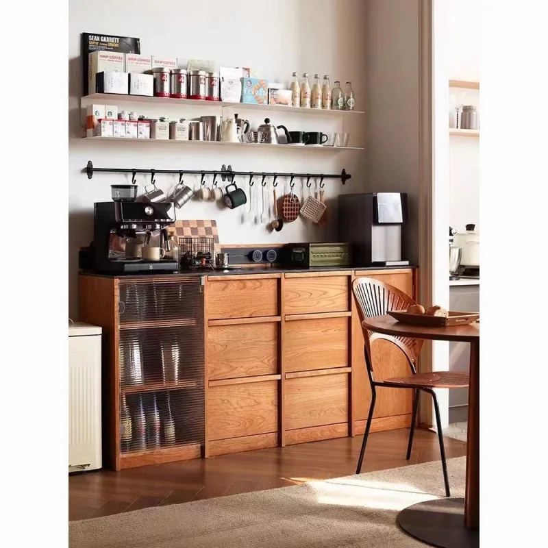 

Solid wood low cabinet, rock slab dining side cabinet, wine cabinet, coffee cabinet, installation-free cabinet, storage and