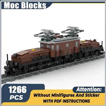 City Train Model Moc Building Bricks Swiss Crocodile Locomotive Technology Modular Blocks Gifts Christmas Toys DIY Sets Assembly