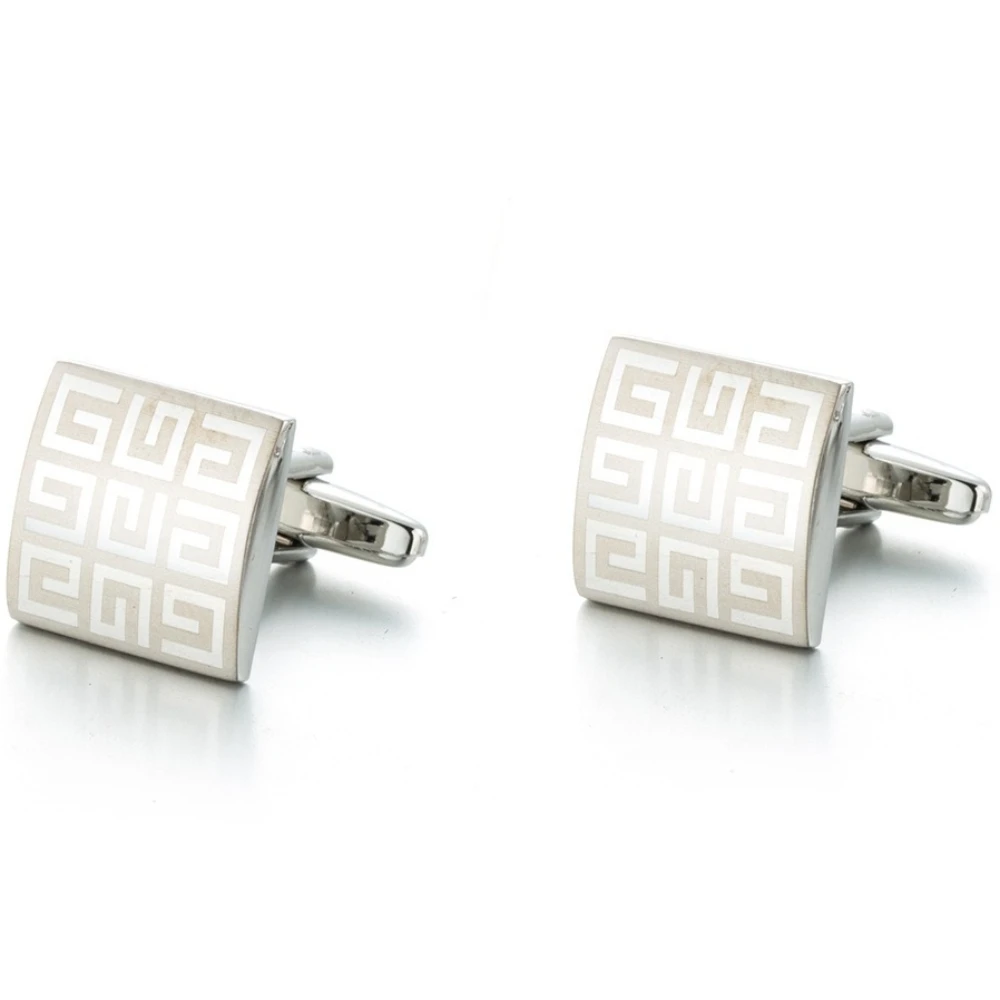 2PCSNine Grid Laser Design Cufflinks Hot Selling Fashion Shirt Sleeve Buttons Elegant Accessories for Men Wholesale Cross border