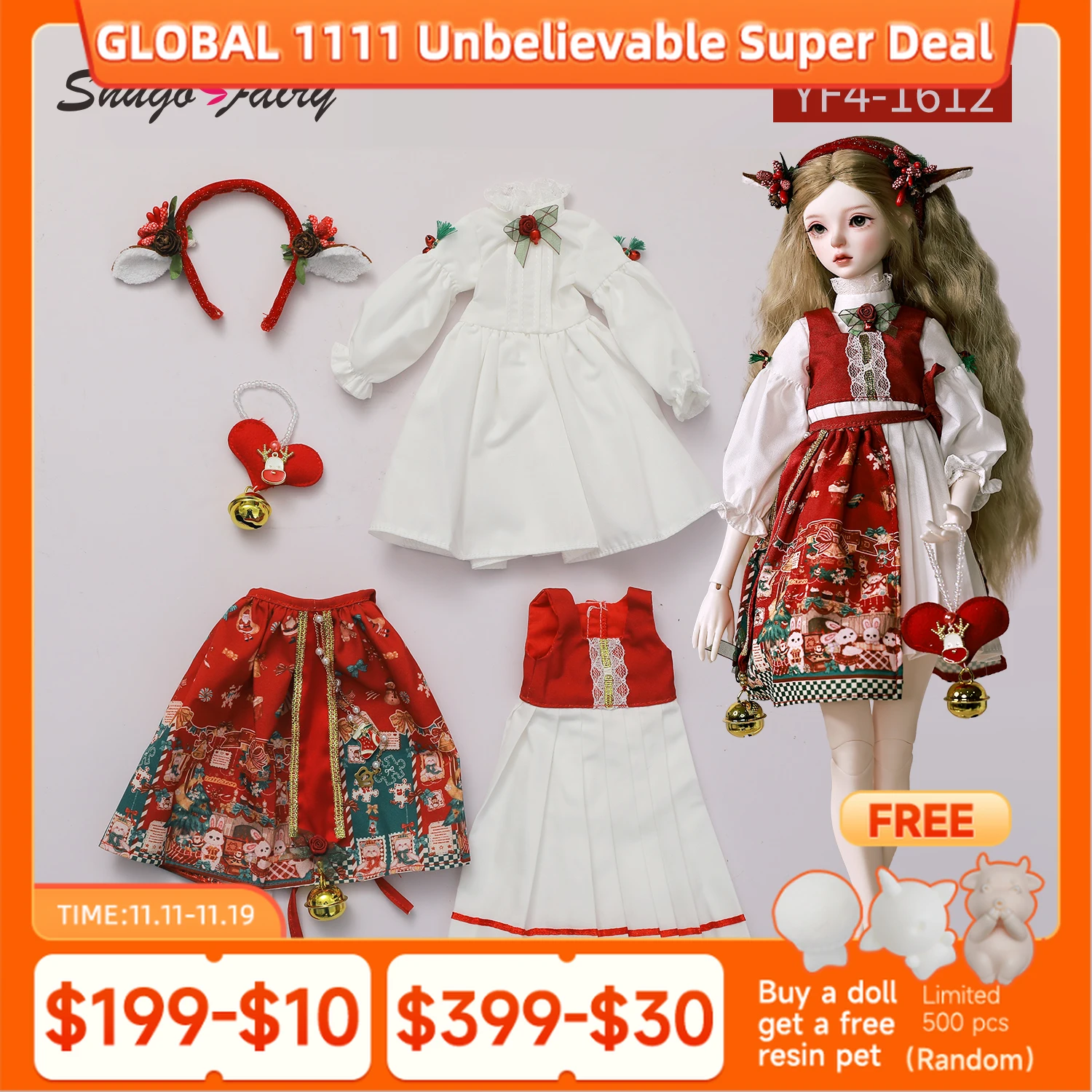 

Shugafairy Bjd Одежда подходит для 1/4 куклы Bjd Bariy Body Маленькая грудь в консервативном стиле Модный стиль Аксессуары для кукол с шарнирными шарнирами