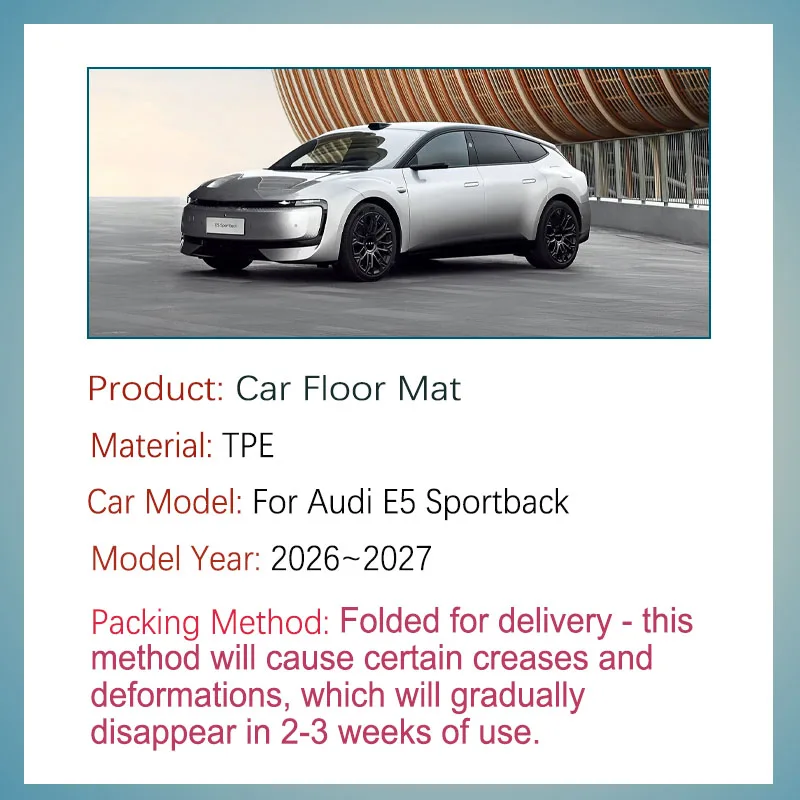 Car Floor Mats For Audi E5 Sportback 2026 2027 5SEAT Anti-dirty Foot Covers Left Hand Driver Pad Interior Parts Auto Acesssories