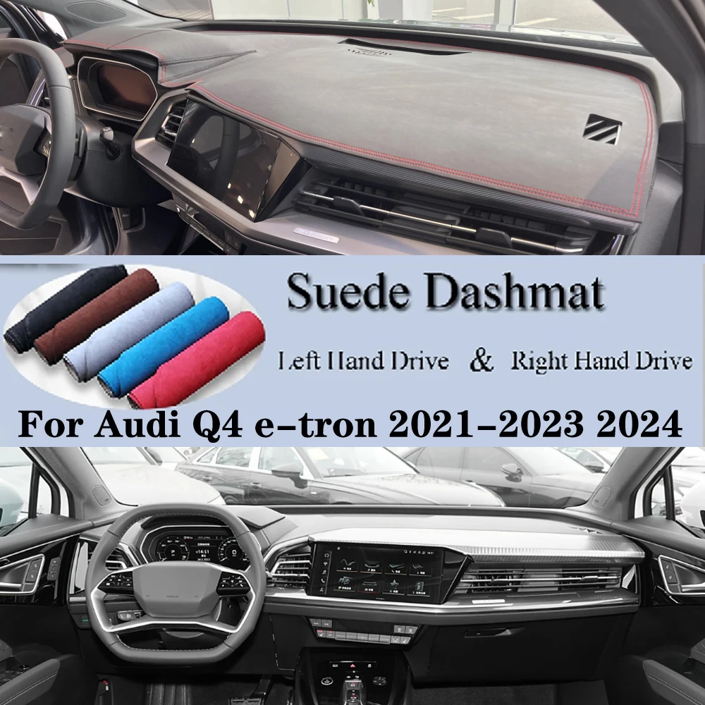 For Audi Q4 e-tron 2021 2022 2023 2024 S-line Suede Leather Dashmat Dash Mat Cover Dashboard Pad Protect Carpet Car Accessories