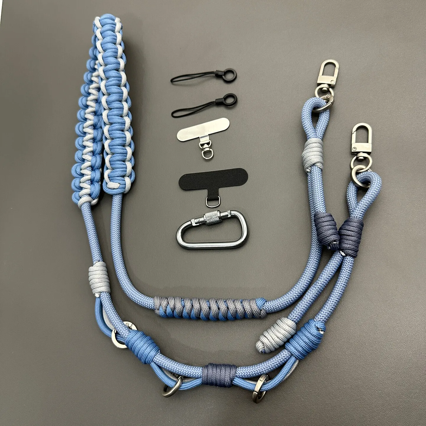 Black DIY Hand-braided Paracord Bag Strap Outdoor Multifunctional Anti-lost Adjustable Camera Phone Lanyard Shoulder Strap