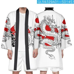 Fashion Japanese Cartoon Printed Long Kimono Beach Brown Cardigan Yukata Traditional Women Men Cosplay Haori Asian Clothing