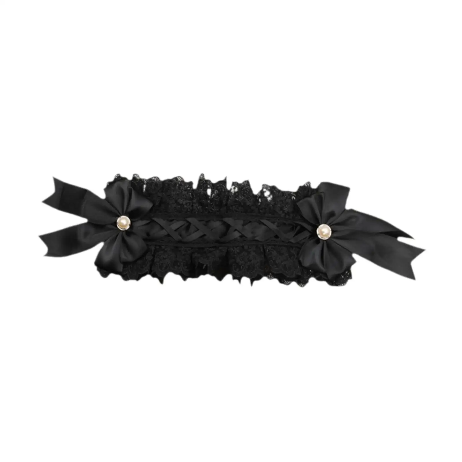 Lolita Ruffled Headband para Meninas, Acessório de Cabelo, Laço Preto, Headdress Props, Festa Cosplay com Fita, Bowknot, Cute Anime Maid, Sweet Girls