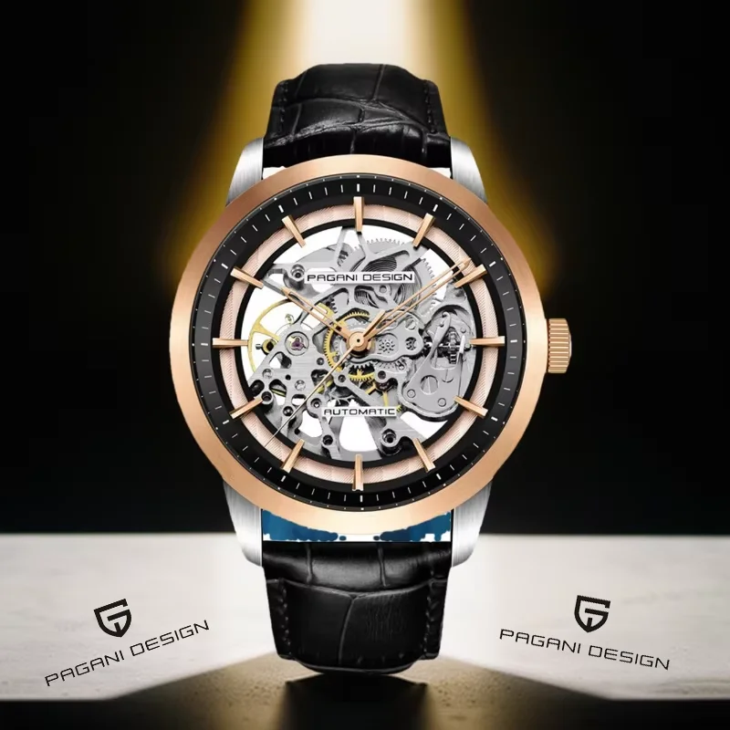 

PAGANI DESIGN Men Hollow Fashion Leather Automatic Mechanical Skeleton Waterproof Business Watch Men's Watch Relogio Masculino