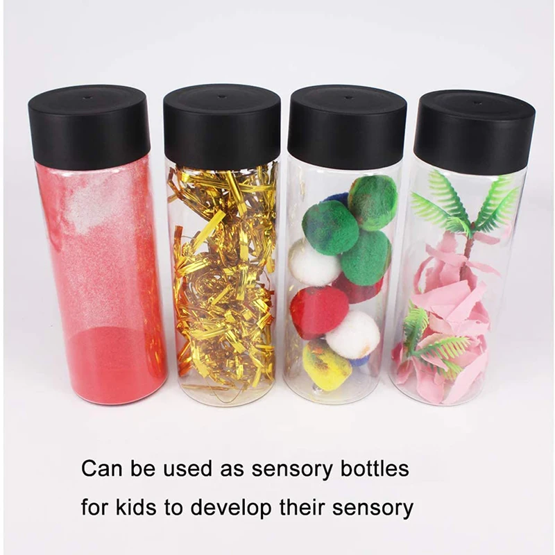 500ML Plastic Empty Sensory Bottle Toys Baby Early Education Reusable Transparent Smoothie Water Bottle Coarse Cereals Storage