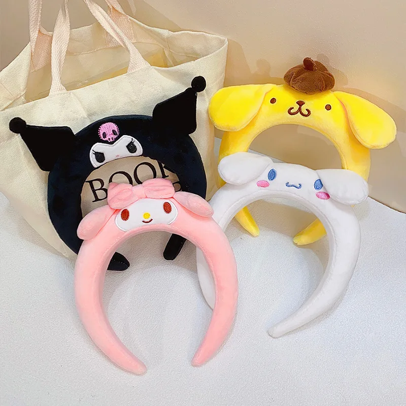 Sanrio Hairband Kuromi Cinnamoroll Melody Plush Headband Cartoon Cute Makeup Stretched Hairband Headdress Hair Accessories