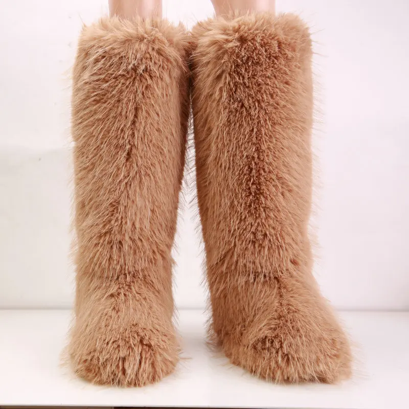 

Faux Mongolian Thigh Highs Women Faux Fur Boots 2026 Winter New Popular Streetwear Warm with Fur Inside