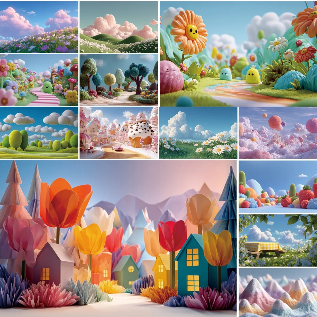 

MOON.QG Baby Shower Birthday Background Fruit Lollipop Forests Backdrops For Photography Photozone Poster Wallpaper Photo Booth