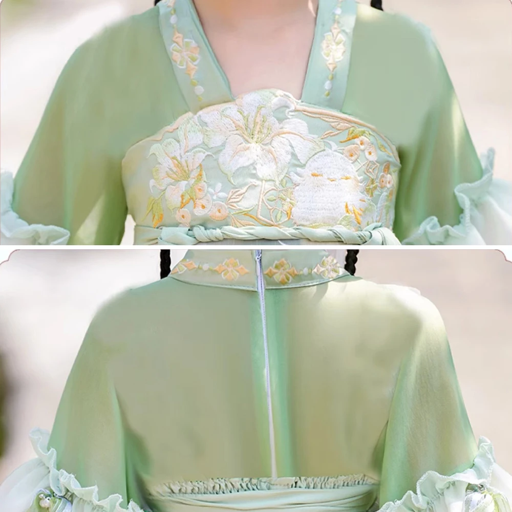 Chinese Hanfu Jurk Meisjes Nieuwjaar Kostuum Geborduurde Oude Hanfu Jurk Kinderen Halloween Carnaval Fee Cosplay Kostuum