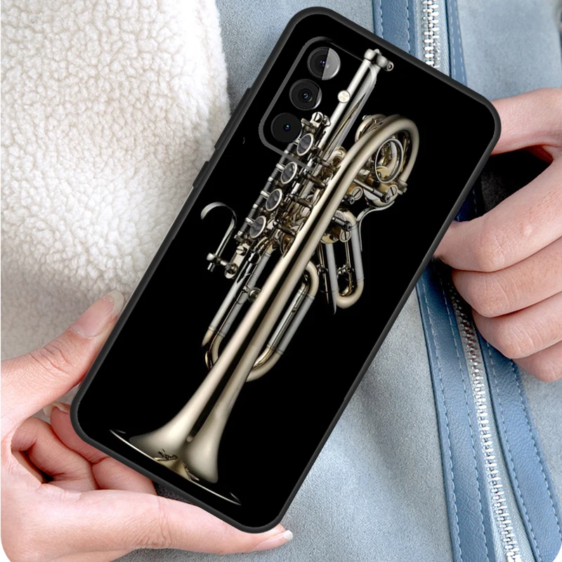 Piccolo Trumpet Brass Instruments Phone Case For Samsung Galaxy A34 A54 A14 A53 A33 A13 A12 A32 A52 A15 A25 A35 A55 A71 A51