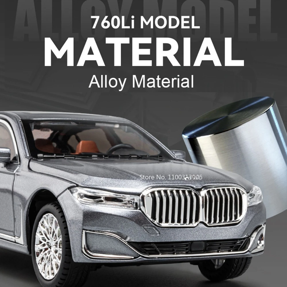 BMW 760li-子供のおもちゃの車,1:24スケールのダイキャストアロイ,光と音の車モデル,シミュレートされた車のおもちゃ,コレクションギフト