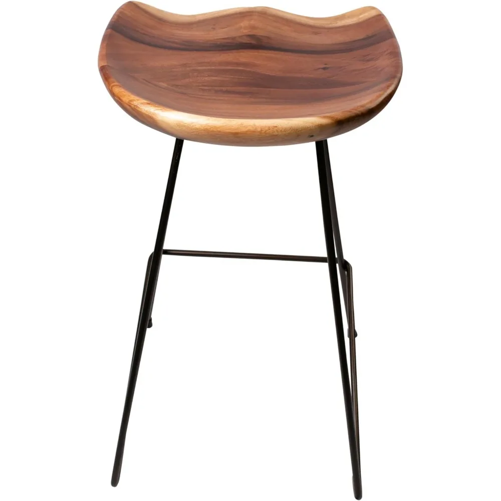 Olney Counter-Height Stool – Backless Solid Suar Wood | Approximately  Natural Finish with Metal Legs | Rustic &