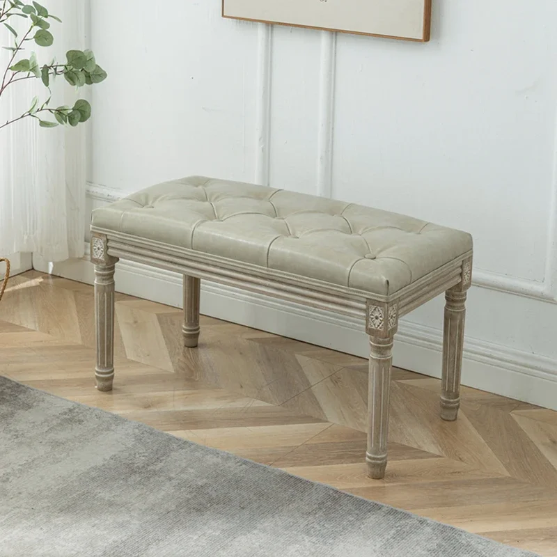 

American shoe changing stool solid wood home door makeup stool bedroom cloakroom long strip dining sofa bedside