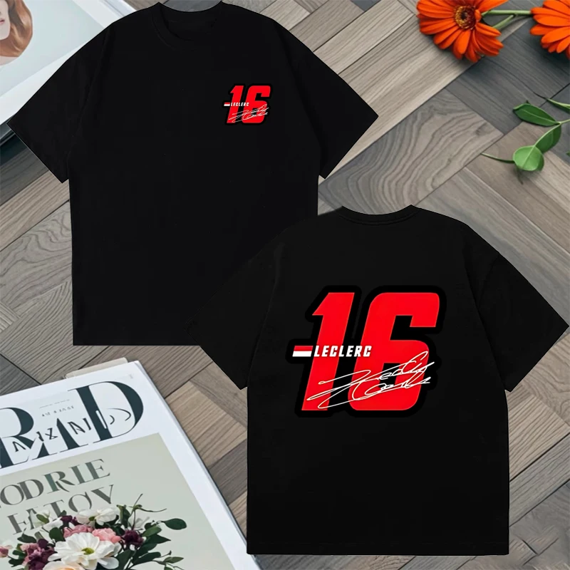 Charles Leclerc Number 16 Racer Merch Graphic Tee 2025 Trend Unisex Men Women Loose Cotton Summer Hip Hop Short Sleeve T-shirt