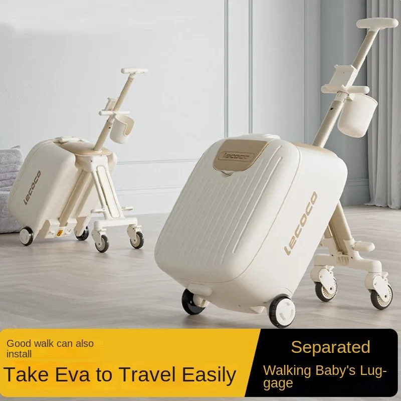 

Lazy rolling luggage baby car cabin travel suitcase trolley case on wheels for kids sit on luggage carry-ons labor-saving box