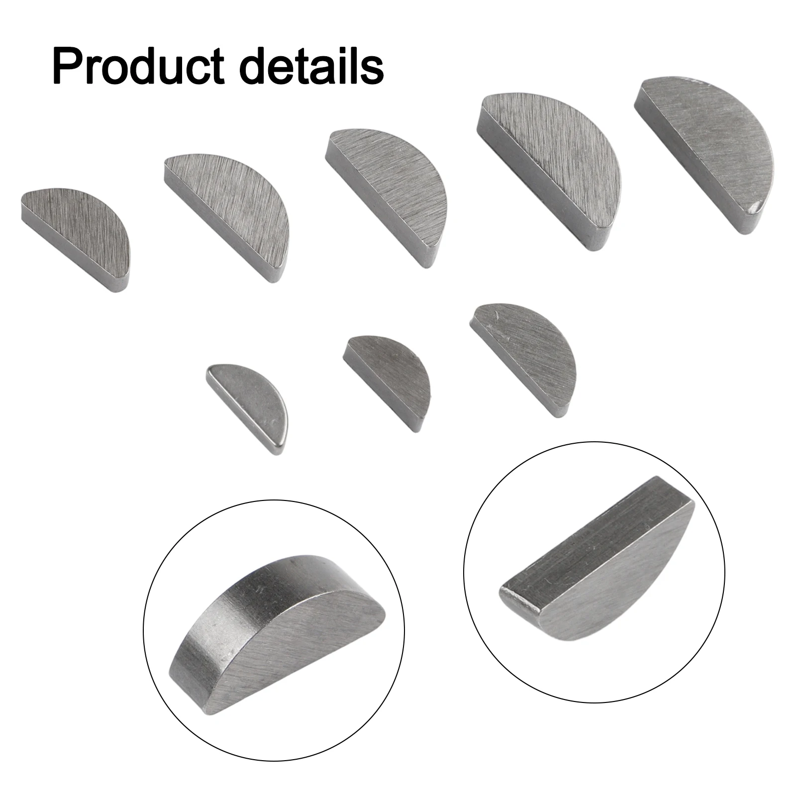 100PCS GB1099 Half Moon Keys Set 8 Sizes C Type Woodruff Key Half Circle Key For Automotive Repair Industrial Use Metalworking