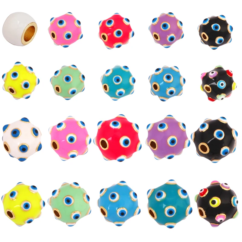Trendy Colourful Enamel Eye Spherical Geometry Spacor Bead,Real 18K Gold Plated DIY Bracelet Necklace Accessories Supplies K88