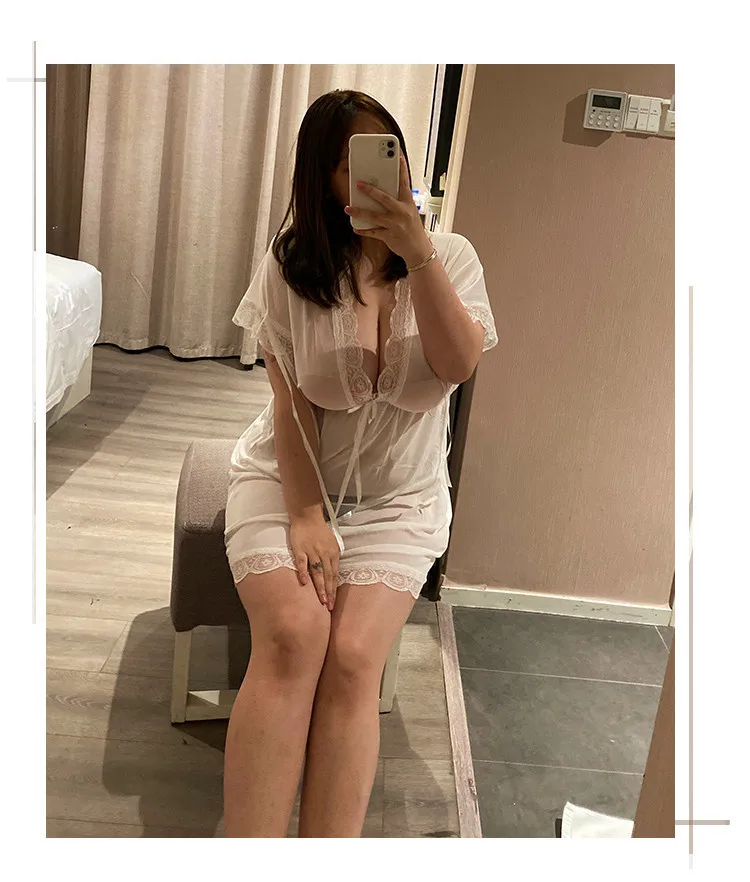 Fat mm sexy lingerie large size Sao passion suit transparent uniform temptation maid outfit sexy pajamas teasing nightdress