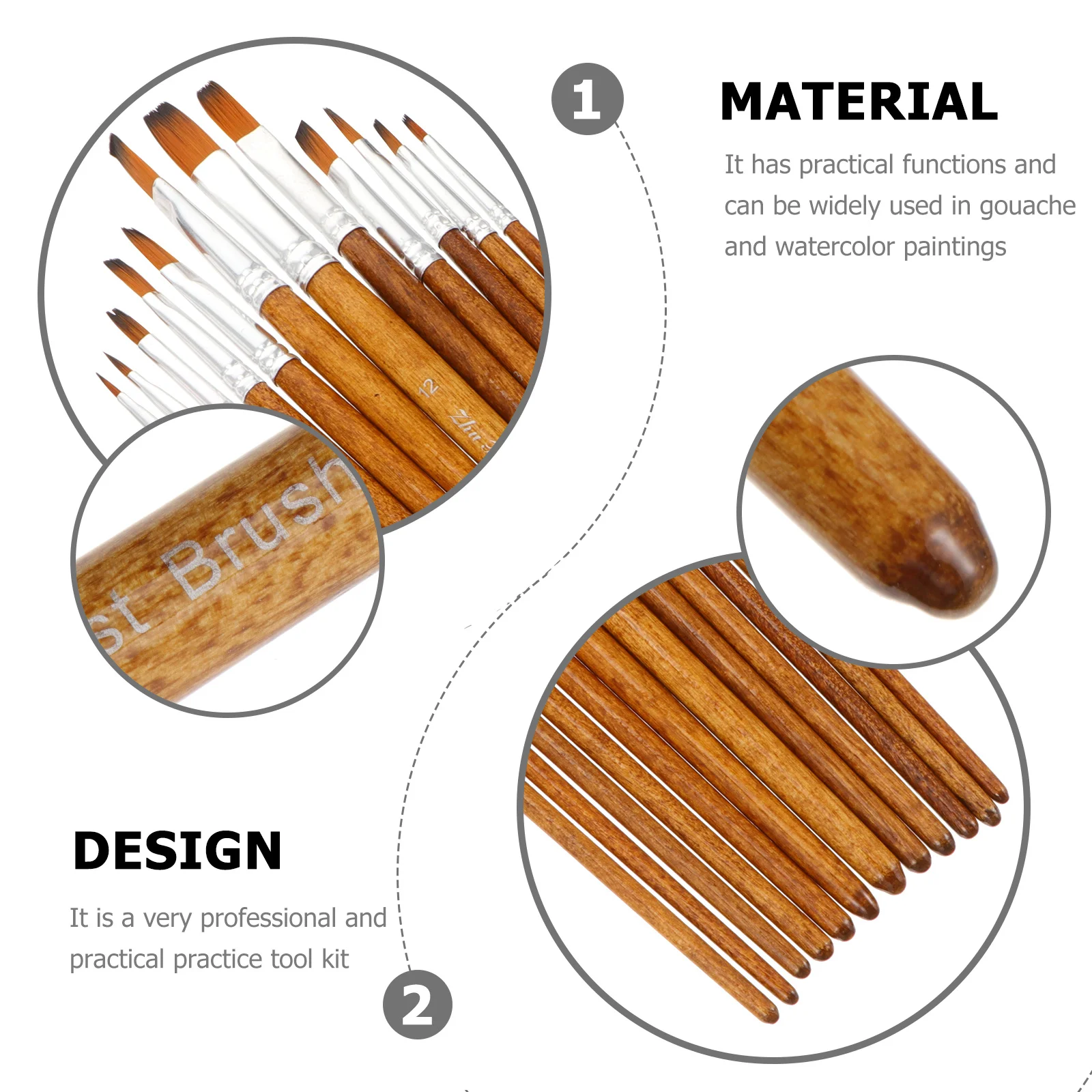 

1 set 1 Set Hair Wooden Handle Drawing Painting Kit Art Craft Useful Drawing Brush Supplies Paint Brush For Artists Kids