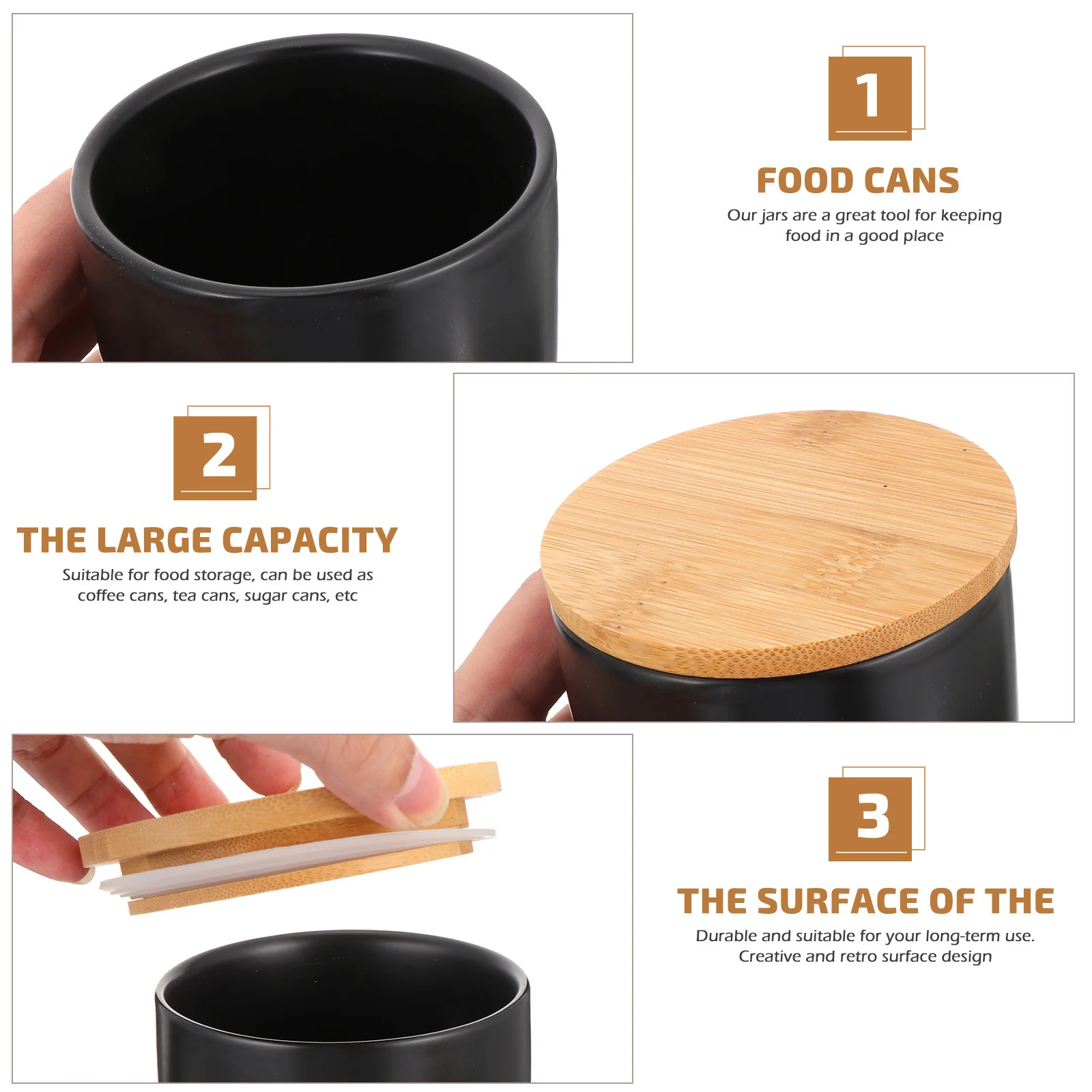 

2 Pcs Storage Jar Beans Seal Jars with Lids Sealed Sealing Food Grains Bottle Can Bamboo Kitchen