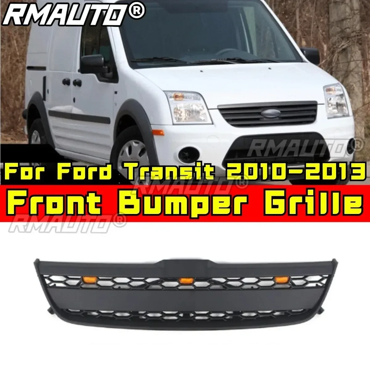 Front Racing Radiator Grilles For Ford Transit 2010-2013 North America Edition Car Front Bumper Racing Grille Car Accessories