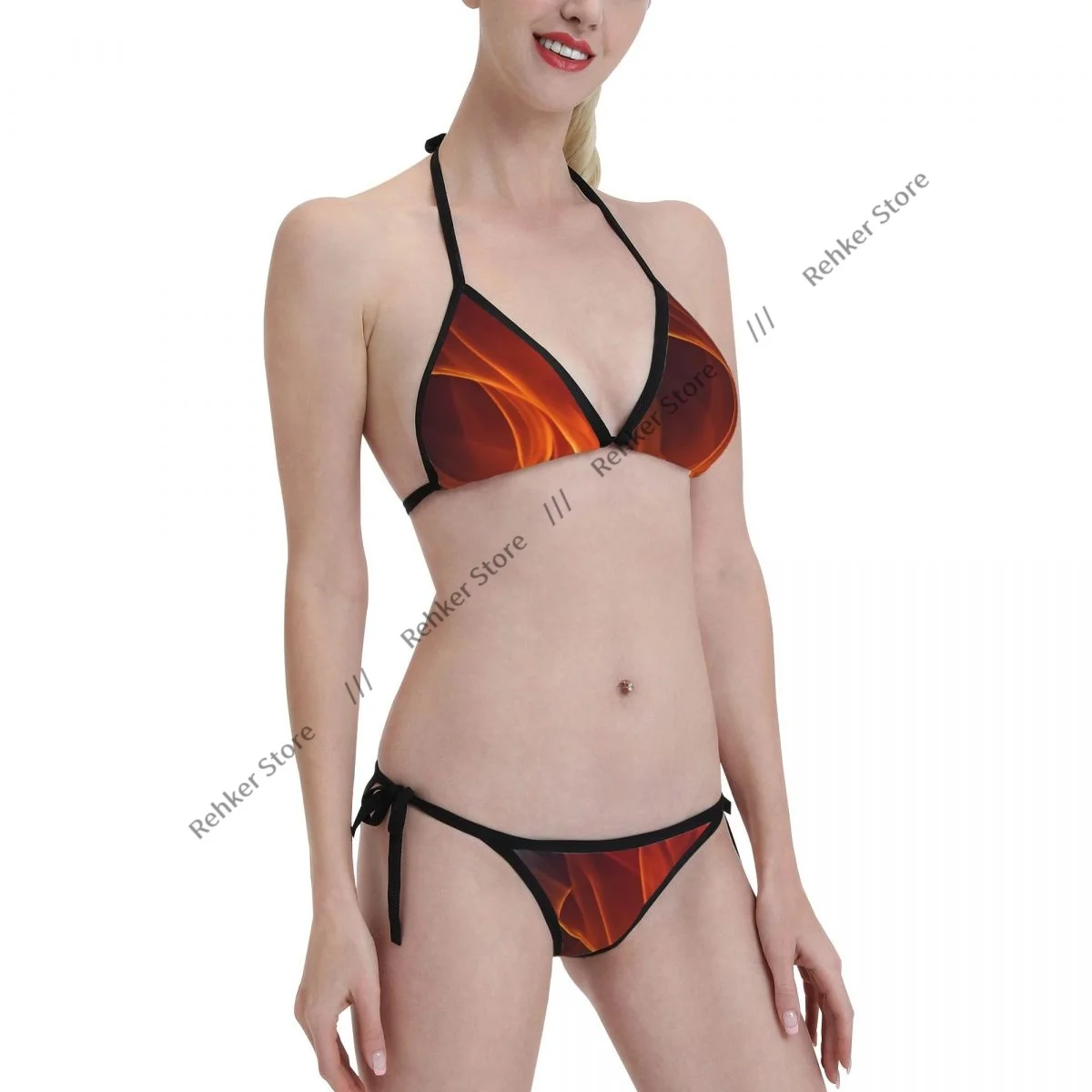

Sexy Women Bikini Swimsuit Fire Print Swimwear Bathing Suit