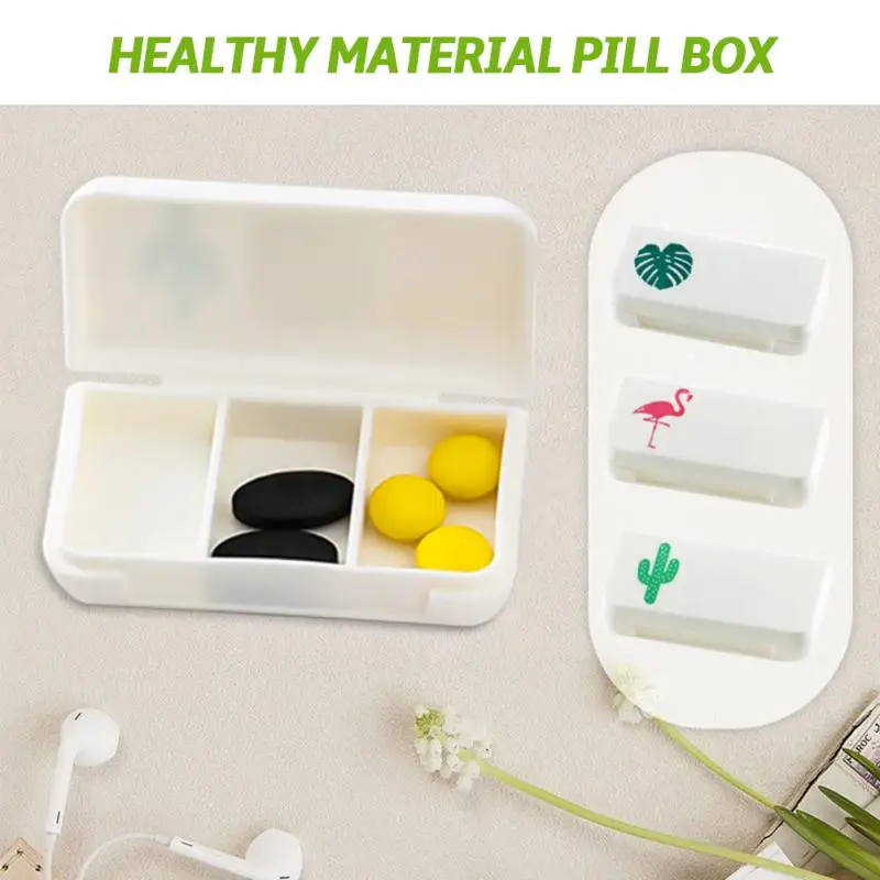 1pc Medicine Storage Basket 3 Grids Pill Box Tablet Cactus Leaf Pill Container Case Dispenser Medicine Boxes Storage Boxes