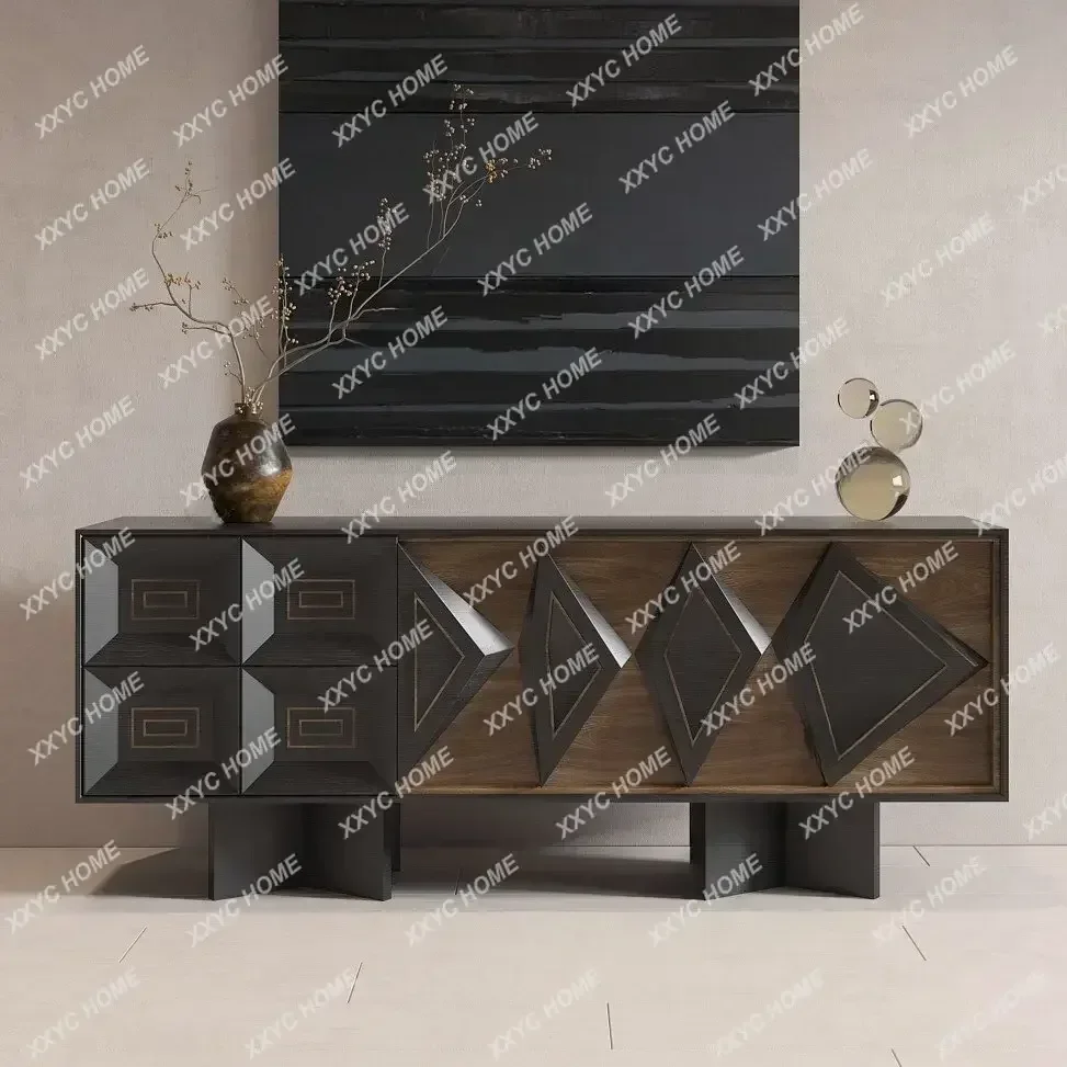 LMedieval style paint dining side cabinet entry solid wood storage locker
