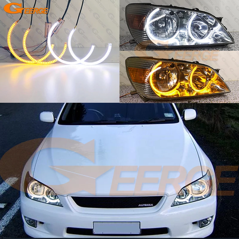 For Lexus IS200 IS300 IS 200 300 Toyota Altezza Ultra Bright A/W Switchback Day Light Turn Signal Led Angel Eyes Kit Halo Rings