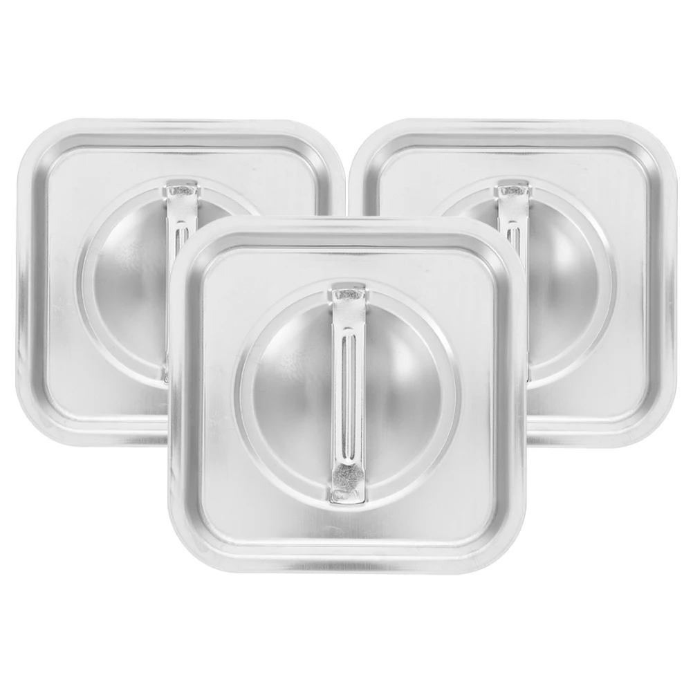 

3 Pcs Stainless Steel Square Spice Canister Lid 14CM Kitchen Organization Food Covers Seasoning Pot Cover Compact Size