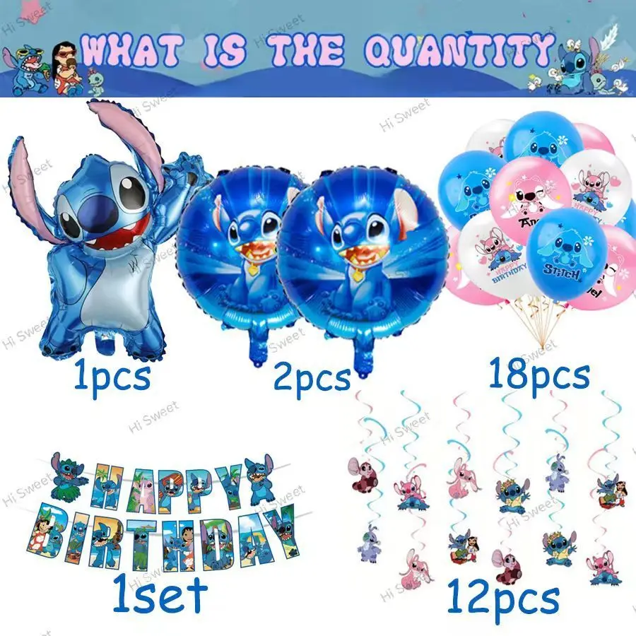 

Disney Stitch Cartoon Cute Balloon Creative Kawaii Home Party Birthday Party Scene Decoration Balloon Festival Gift Wholesale