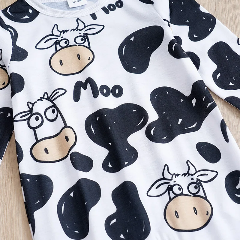 Spring And Autumn Newborn Boys And Girls Cute Style Cow Dress Up Walking Suit 0-18 Comfortable Long Sleeved Baby Bodysuit