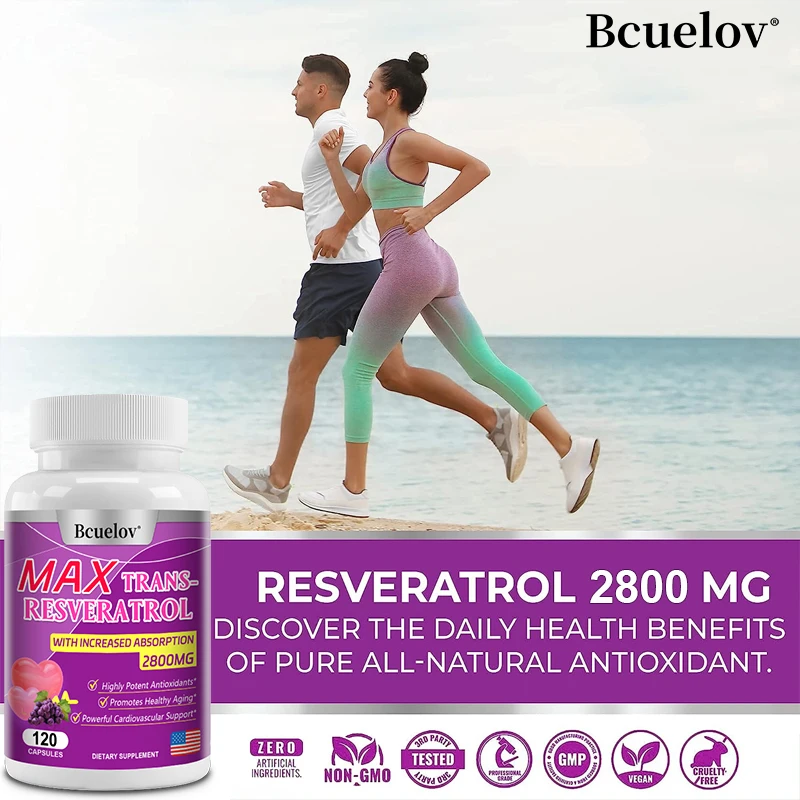 Bcuelov Resveratrol Supplement - Natural Antioxidant That Supports Cardiovascular, Liver and Overall Health