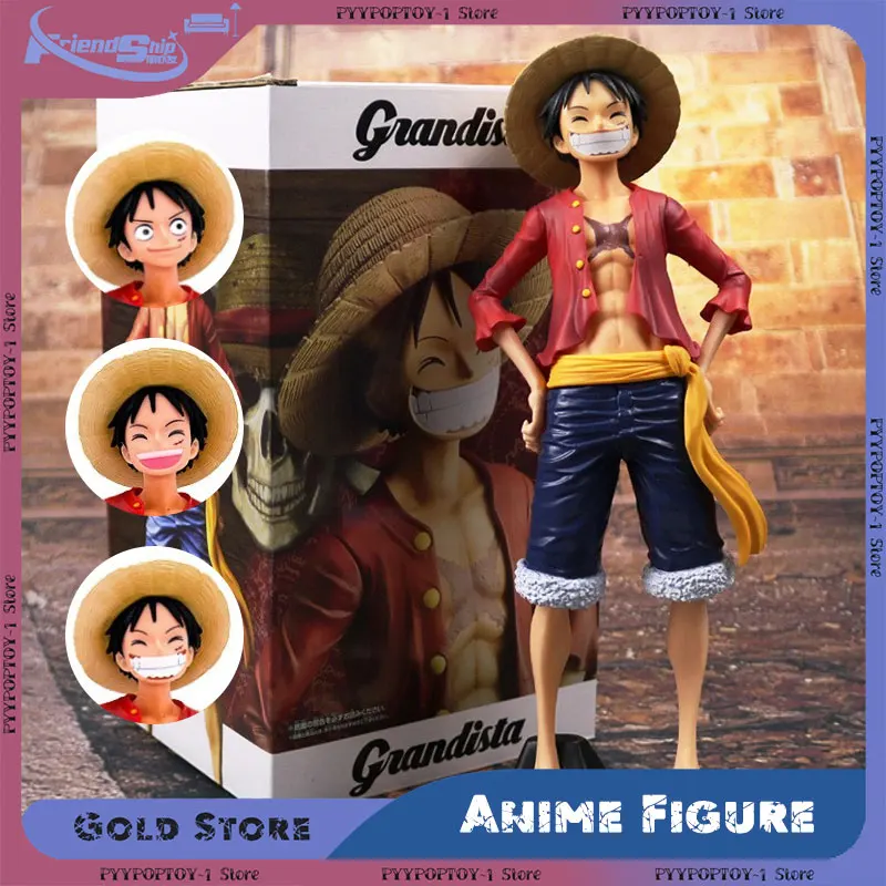 Anime Figuur Een Stuk Luffy Actie Beeldje Zelfverzekerde Smiley Luffy Drie Vorm Gezicht Veranderende Pop PVC Model Collectie Speelgoed Cadeau