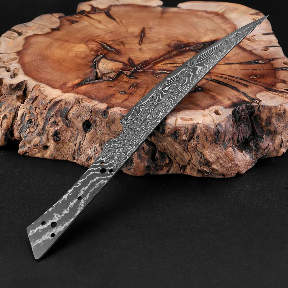 Damascus Steel Kitchen Knives 1-8PCS Blank-Full Tang Chef Knife ,Fruit Knife, Slicing Knife  Black Blade for DIY,Handmade,Sharp