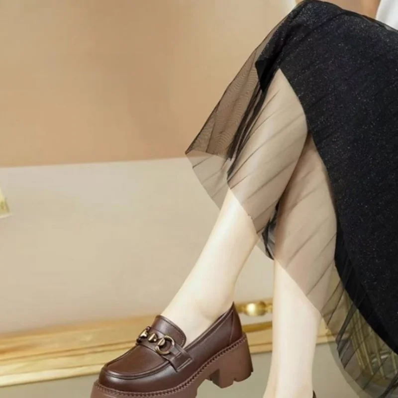 New Thick Soled Loafers Women - Vintage Old Fashion ulasan dan harga