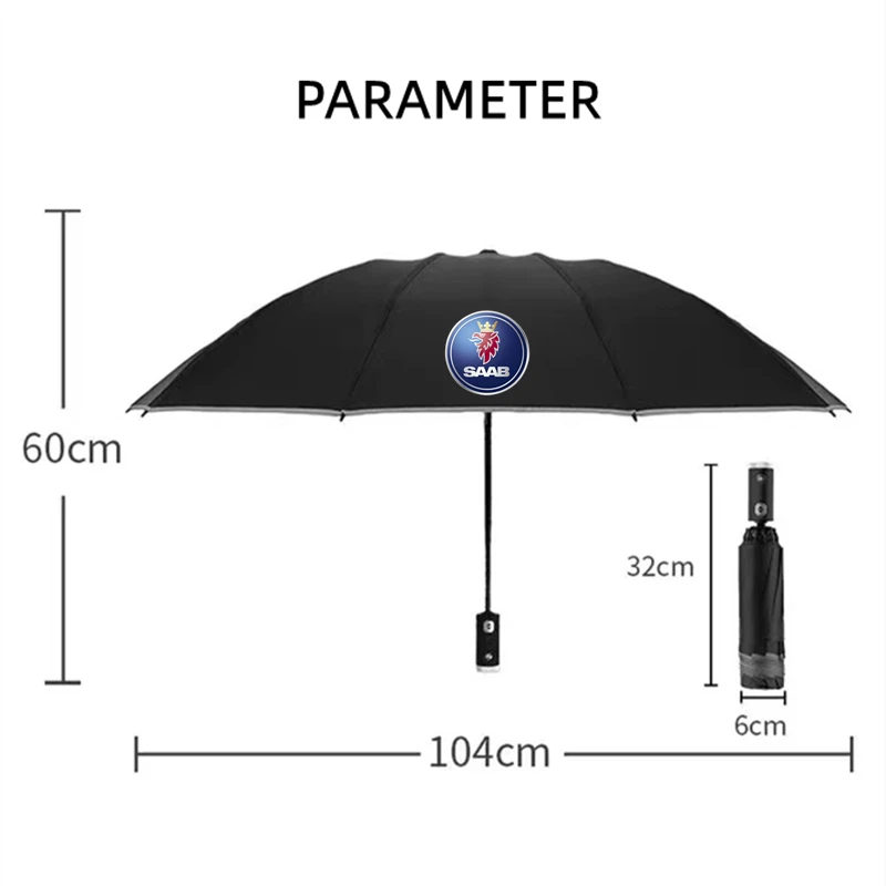 Automatic Car Umbrella With LED Flashlight Reflective Stripe Reverse Umbrella for SAAB SCANIA 9000 900 428 03-10 9-3 9-5 93 95