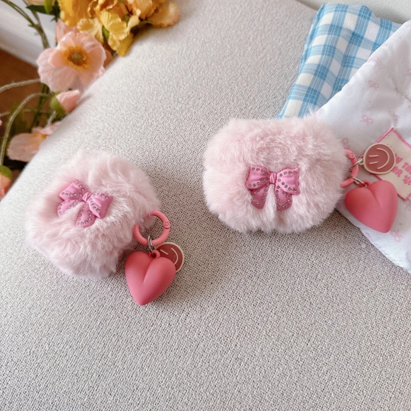 

Diamond-encrusted Bowknot Plush Earphone Case Compatible with Appleairpods3/4Cute and ShockproofPRO2NichePRO3