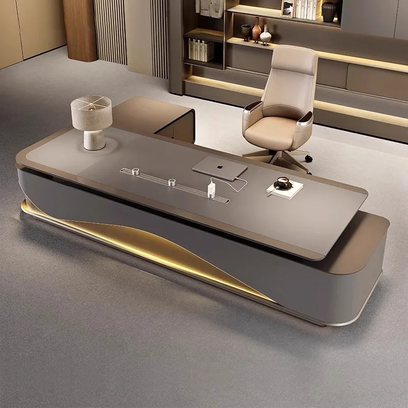 

Boss table, office furniture, light luxury, senior sense, president table, large desk , supervisor desk and chair combina