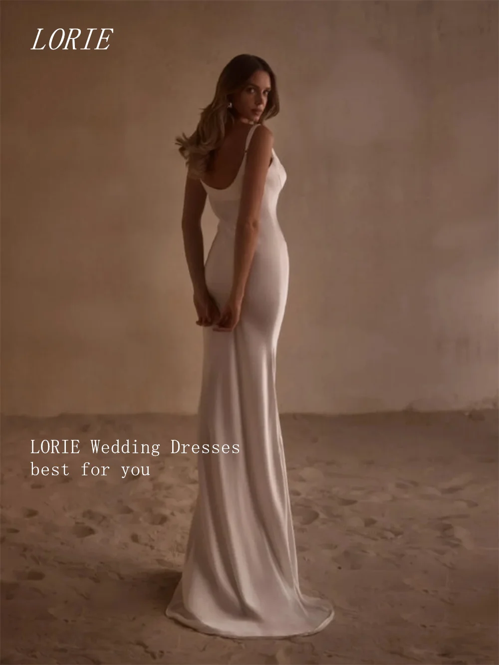 LORIE فاخر حورية البحر فستان الزفاف بسيط قارب الرقبة فساتين زفاف السباغيتي حزام ثوب زفاف مخصص 2026