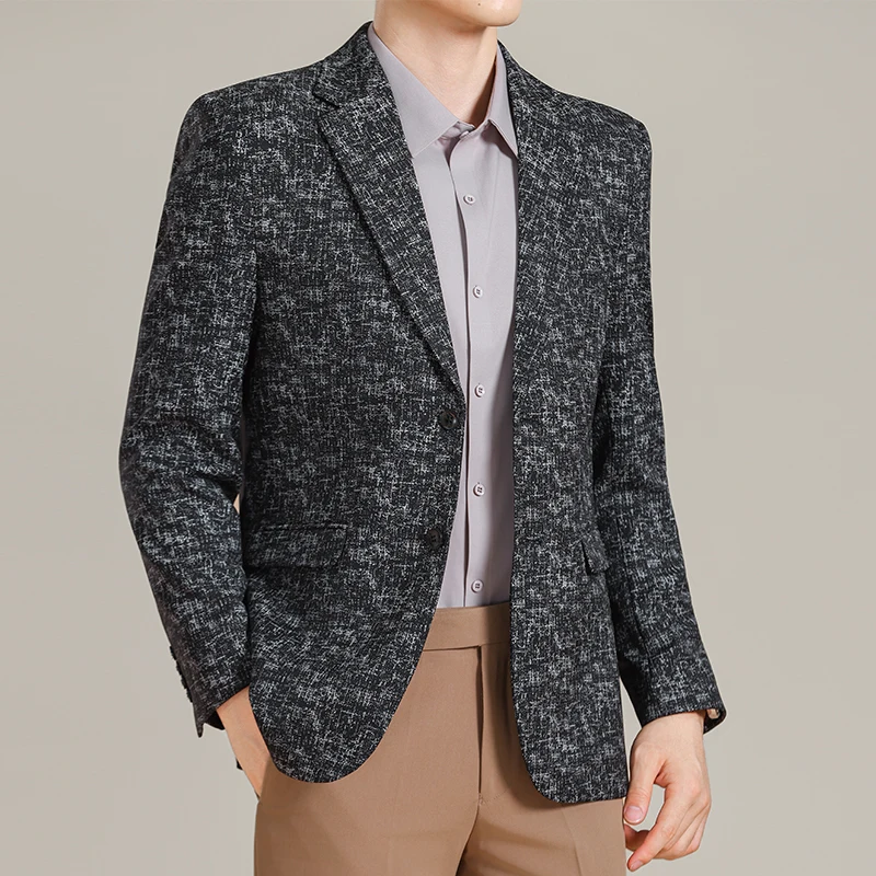 

Жаккардовый пиджак в британском стиле для мужчин, модный тонкий свадебный деловой пиджак, универсальный повседневный уличный костюм, пиджаки