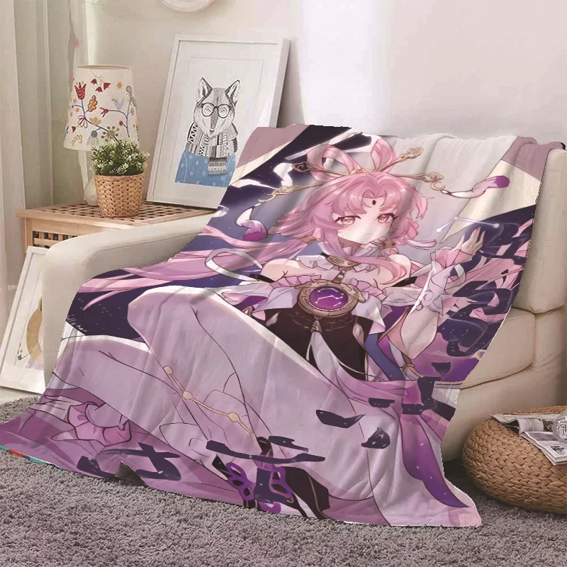 Anime Honkai Star Rail Kafka Flannel Blanket Cute Cartoon Printed Warm Soft Blankets Home Bedding Decor Winter Blankets