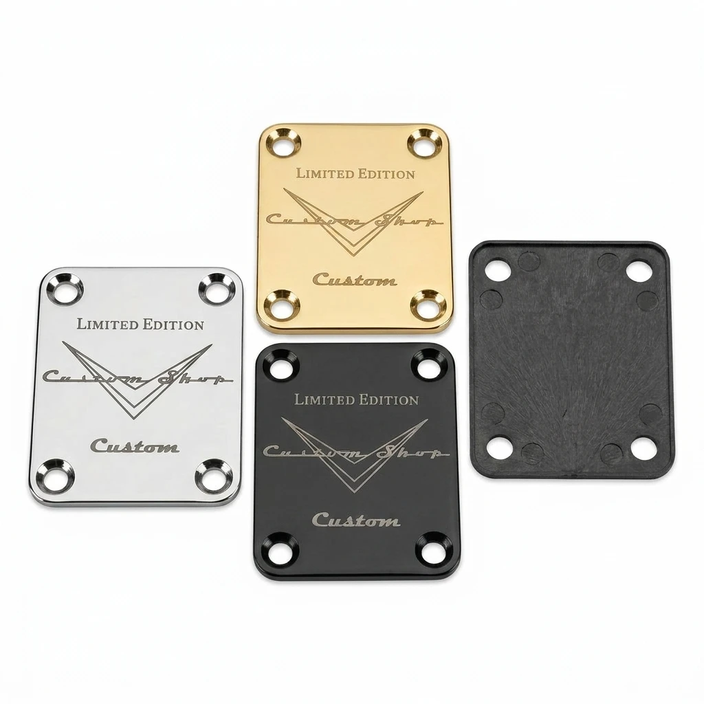 Maßgefertigte Halsplatte für E-Gitarren, im Vintage-Stil, exquisit verarbeitet, ideal für Gitarrenliebhaber, die ihre Gitarre aufwerten und modifizieren möchten. Perfektes Geschenk für die Feiertage, inklusive passender Schrauben. – Detail 5